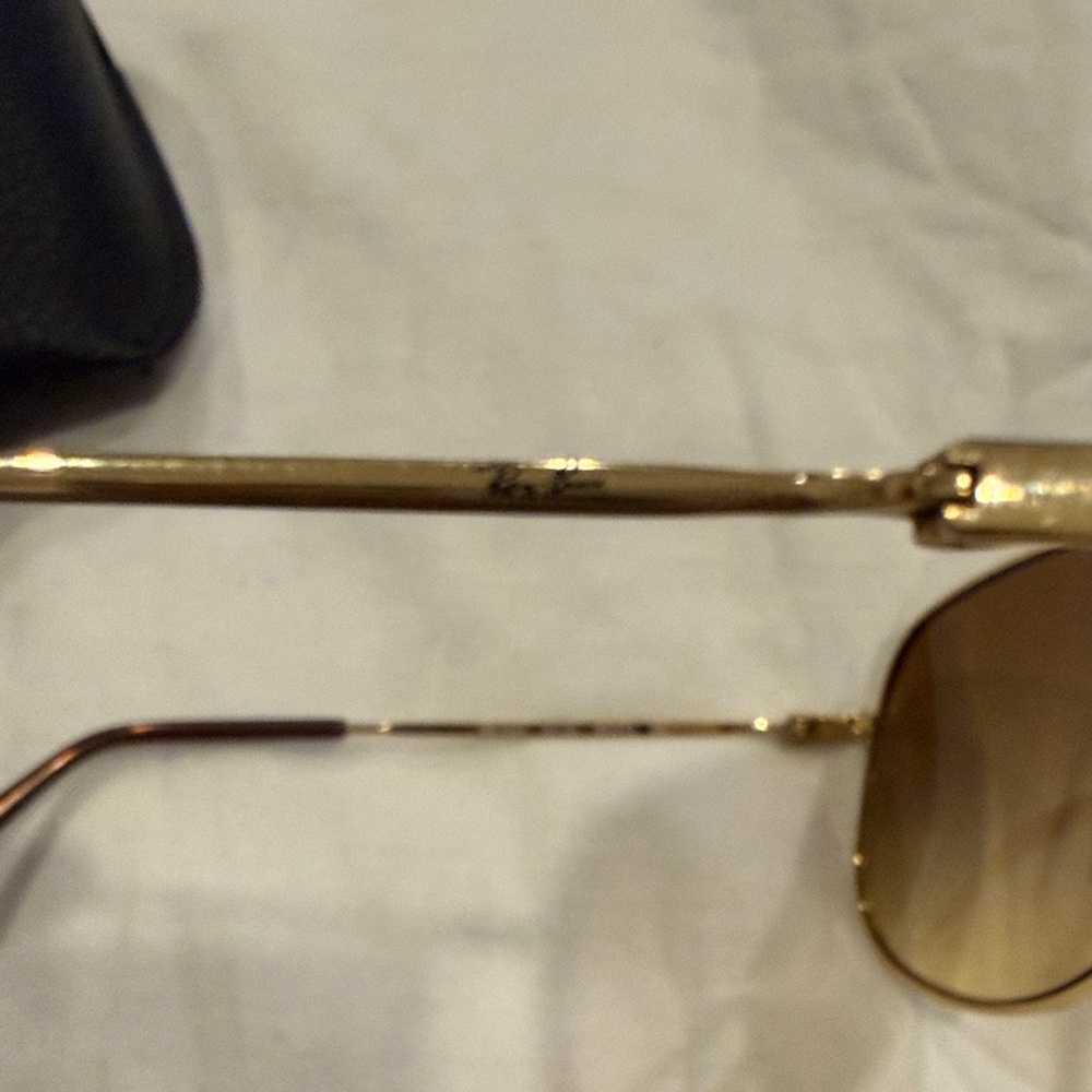 Ray-Ban Gold Frame Aviator Sunglasses with Brown Lenses - Picture 5 of 6